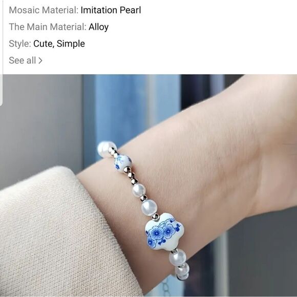 Porcelain flower vintage style bracelet - Picture 3 of 12